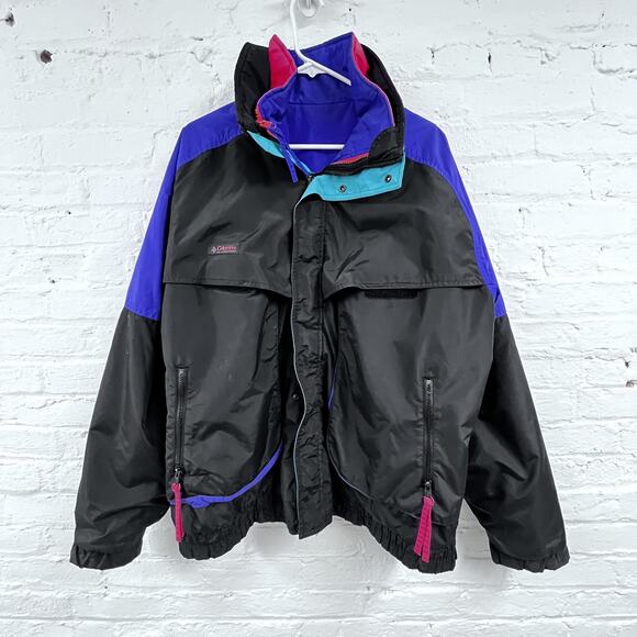VINTAGE Columbia Jacket Mens Large Black Powder Keg Interchange Thinsulate 90s - Picture 1 of 16